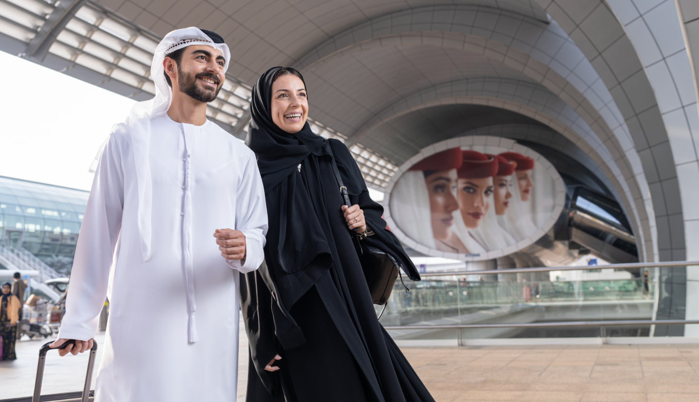 Couple heading towards DXB airport 